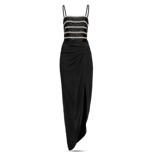 Pinko Striped Open Back Dress. Size 8 - Picture 3 of 15